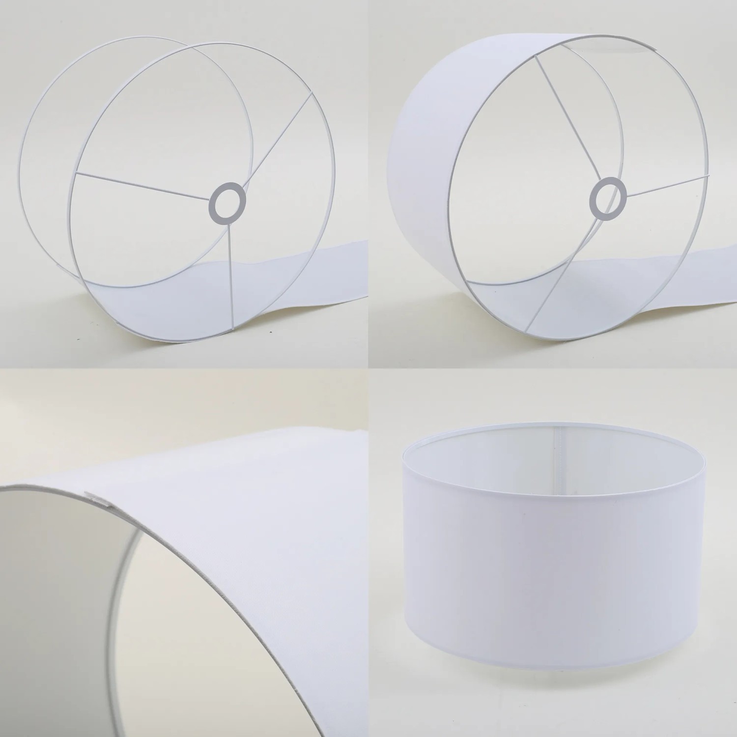 Brilo Stehleuchte: Weißer Stoffschirm und Gestell im Detail.