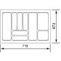 SOTECH Orga-Box I Besteckeinsatz Lavagrau, Kunststoff, mit Fächern. Maße 719x473 mm für Schubladen.