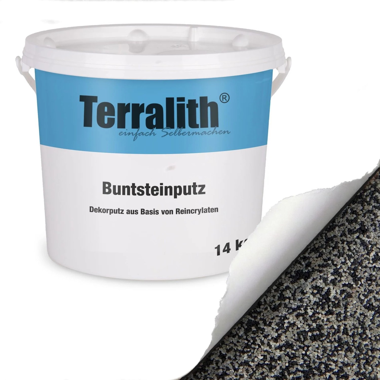 Terralith Buntsteinputz Mosaikputz 2mm 14 kg BSP02 Weiss Grau Schwarz