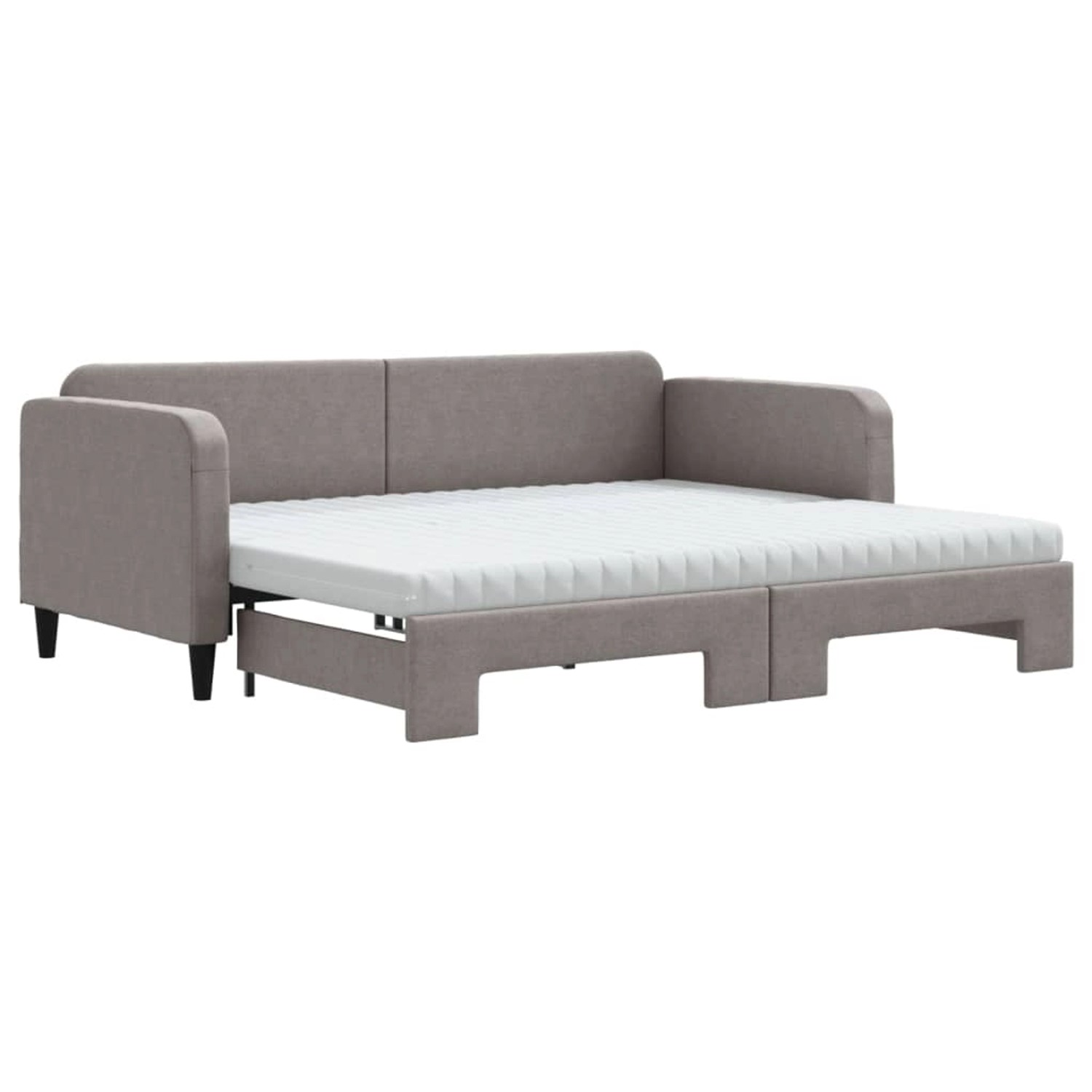 vidaXL Tagesbett Ausziehbar mit Matratzen Taupe 90x200 cm Stoff1881263