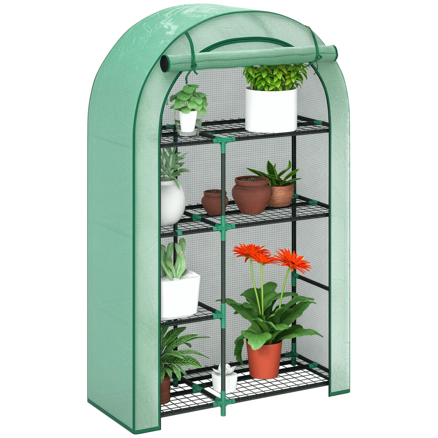 Outsunny Gewächshaus mit Runddach und Tür 100 x 45 x 160 cm günstig online kaufen
