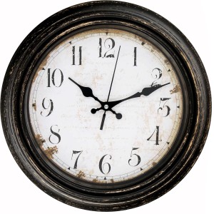 Antike Wanduhr von Wall-Art, Ø 30,2 cm, schwarz, im Used-Look mit gut lesbarem Ziffernblatt.