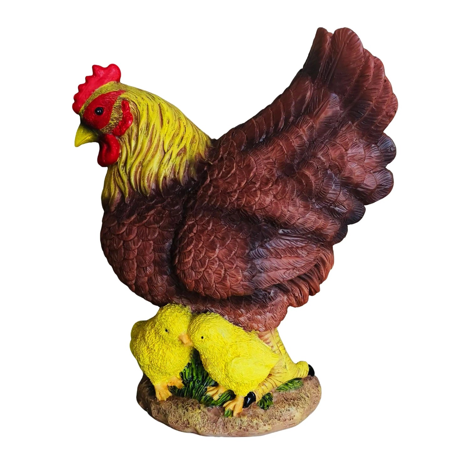 Relaxdays Gartenfigur Huhn Polyresin Bunt UV-Beständig 24 cm x 22 cm x 9 cm