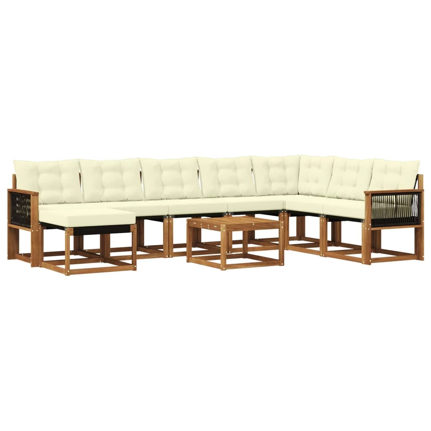 vidaXL Outdoor-Sofagarnitur mit Kissen 9 Stk Natur und Creme 3382158
