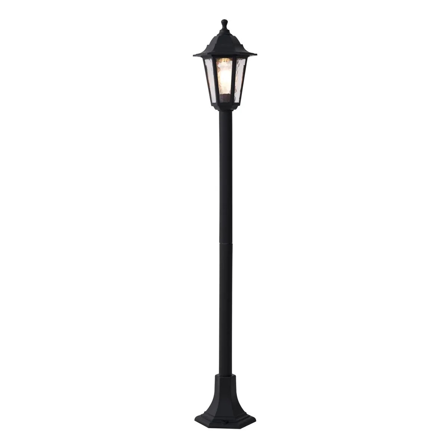 QAZQA Klassische Wegeleuchte Schwarz 122cm IP44 New Haven Gehämmert