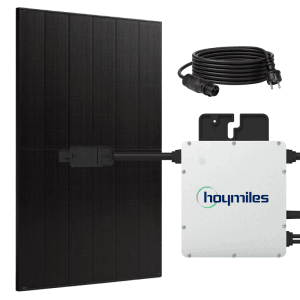SUNNIVA Balkonkraftwerk 500W mit Wechselrichter, Solarmodul Fullblack und Anschlusskabel.