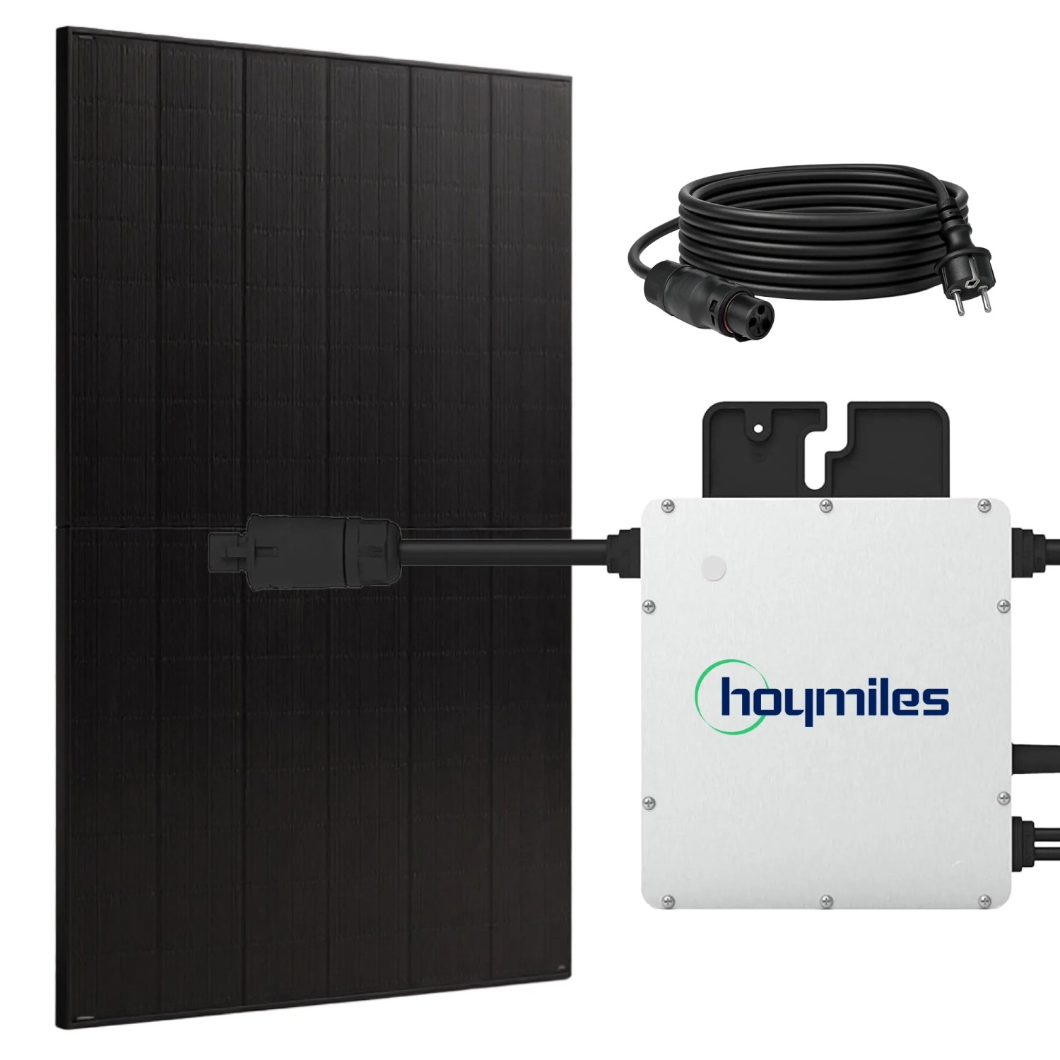 SUNNIVA Balkonkraftwerk 500W mit Hoymiles 400W Wechselrichter inkl.5m Kabel Solarmodule Bifazial Fullblack Glas-Glas