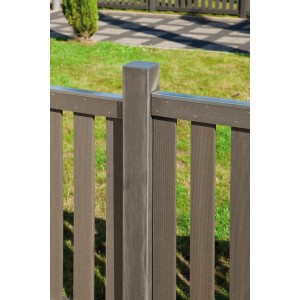 Gartenzaun Raja WPC, anthrazitfarben mit Aluleiste, 149x85 cm. Pflegeleichter Zaun für den Garten.