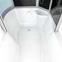 Innenansicht der AcquaVapore Duschtempel Kombination mit weißer Badewanne und schwarzer Rückwand.