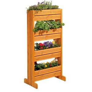 Gaspo Vertikalbeet Honig, 4-Etagen-Hochbeet aus Holz für Kräuter und Blumen.