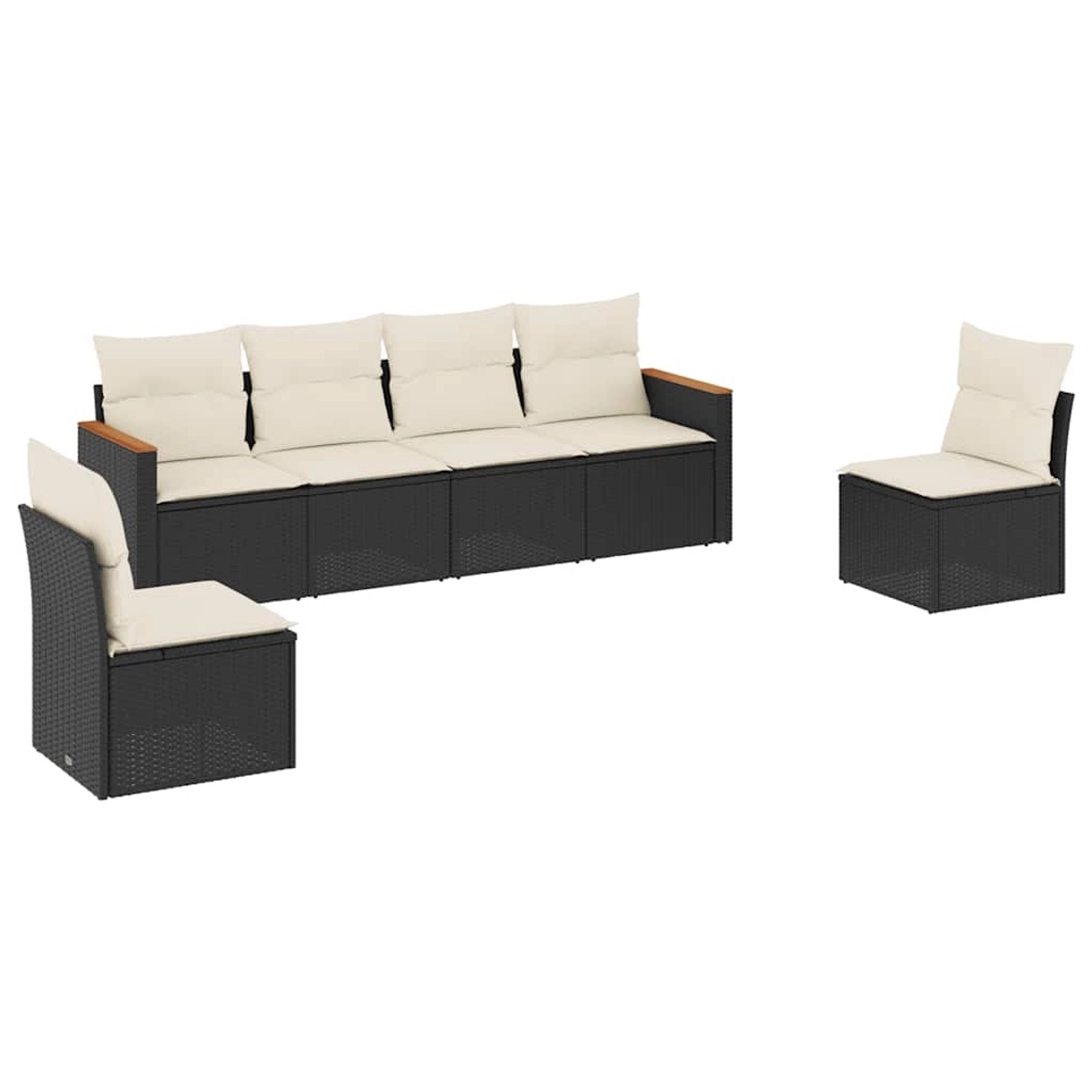 vidaXL 6-Tlg Garten-Sofagarnitur mit Kissen Schwarz Poly Rattan 3258262 günstig online kaufen