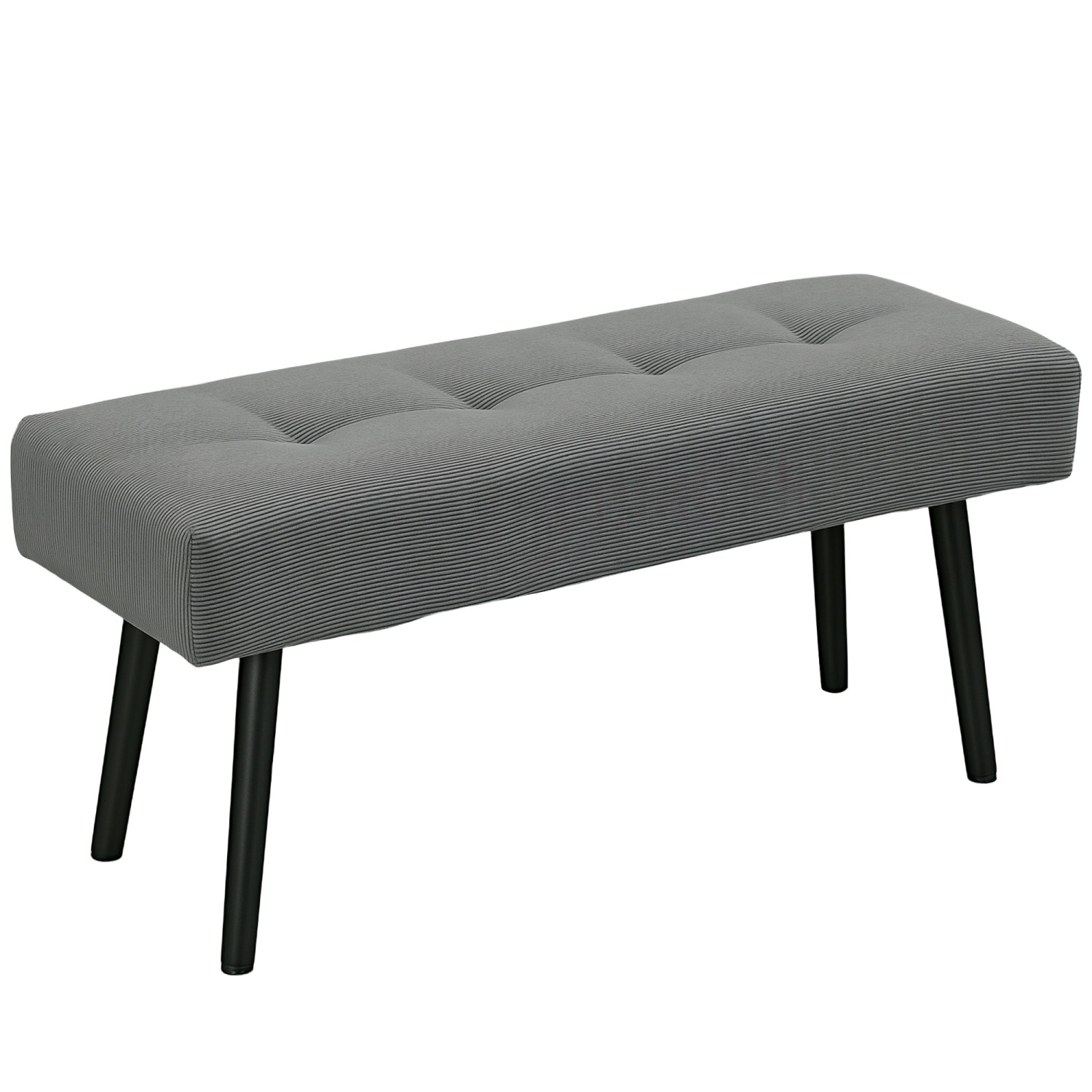 HOMCOM Sitzbank Polsterbank Cordbezug Getuftete Bettbank 100 x 36 x 45 cm Grau