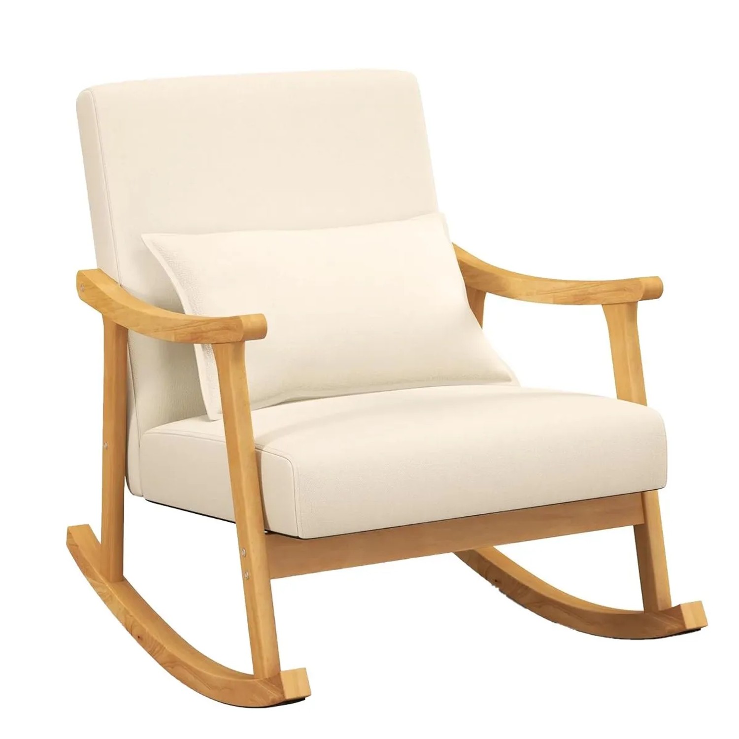 Costway Schaukelstuhl Gepolsterter Loungesessel 78 x 66 x 83 cm Beige