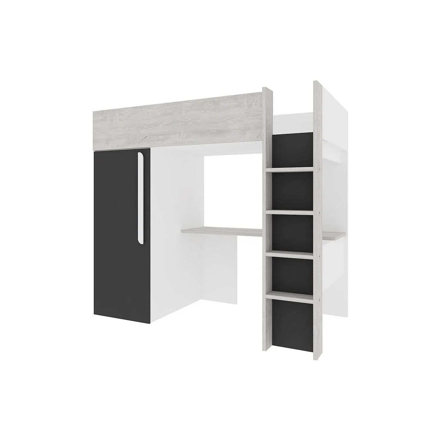 Vente-unique Hochbett Nicolas Anthrazitgrau Naturfarben Hell 205.2 Cm