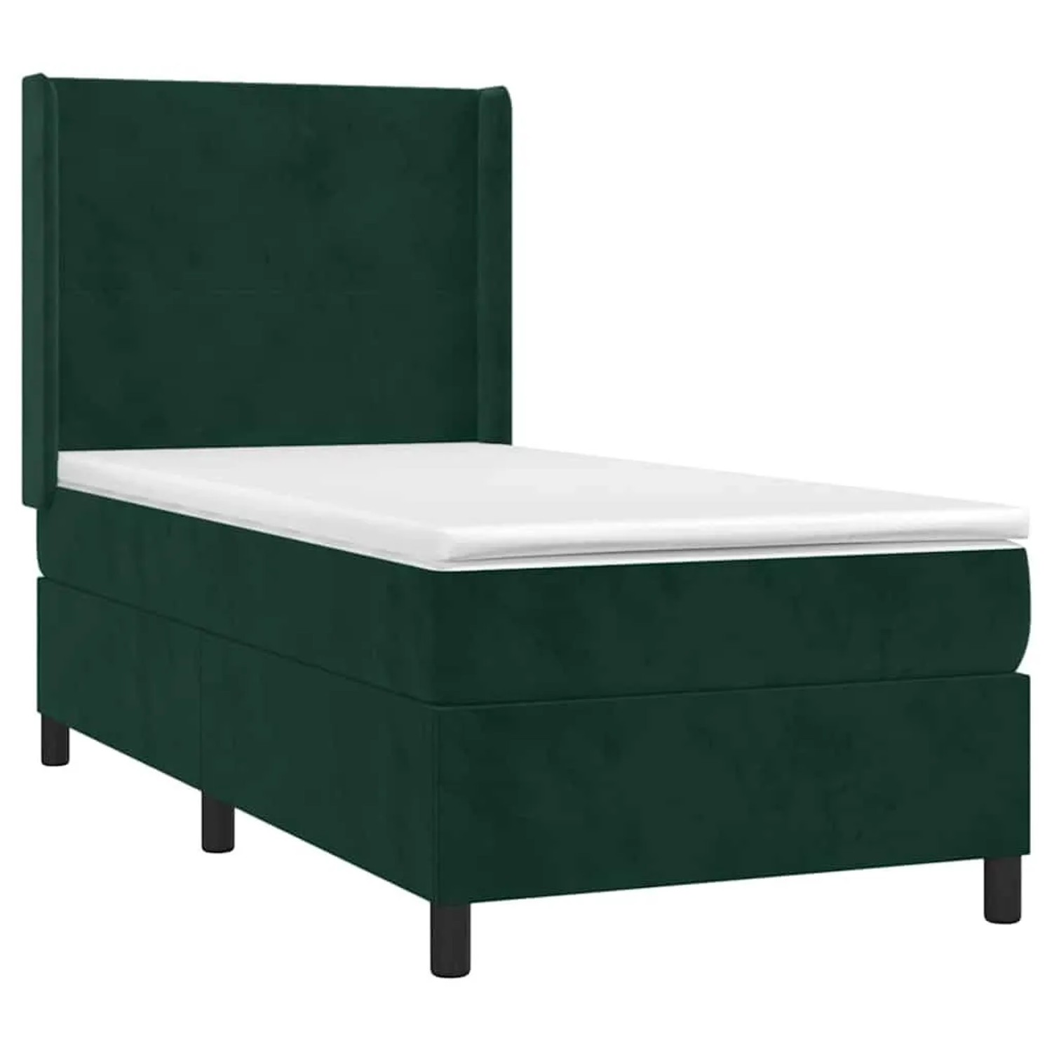 vidaXL Boxspringbett mit Matratze & LED Dunkelgrün 90x200 cm Samt 3139424