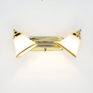 EASYLIGHT Wandlampe Schwenkbar 2-Flammig E14 Metall Glas in Gold Jugendstil Grando