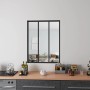 Schwarzes AICA Loftstil Innenfenster Ecklösung, 93x108cm, als Raumteiler im Küchenbereich.