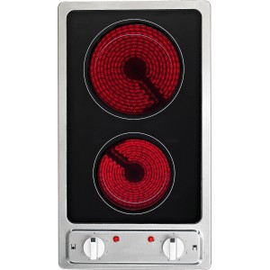 Respekta Glaskeramik-Kochfeld KM9120EN mit 2 Kochzonen, schwarz/silber.