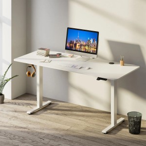 Weißer, elektrisch höhenverstellbarer Juskys Schreibtisch Office Stand 140x60 cm mit Zubehör.