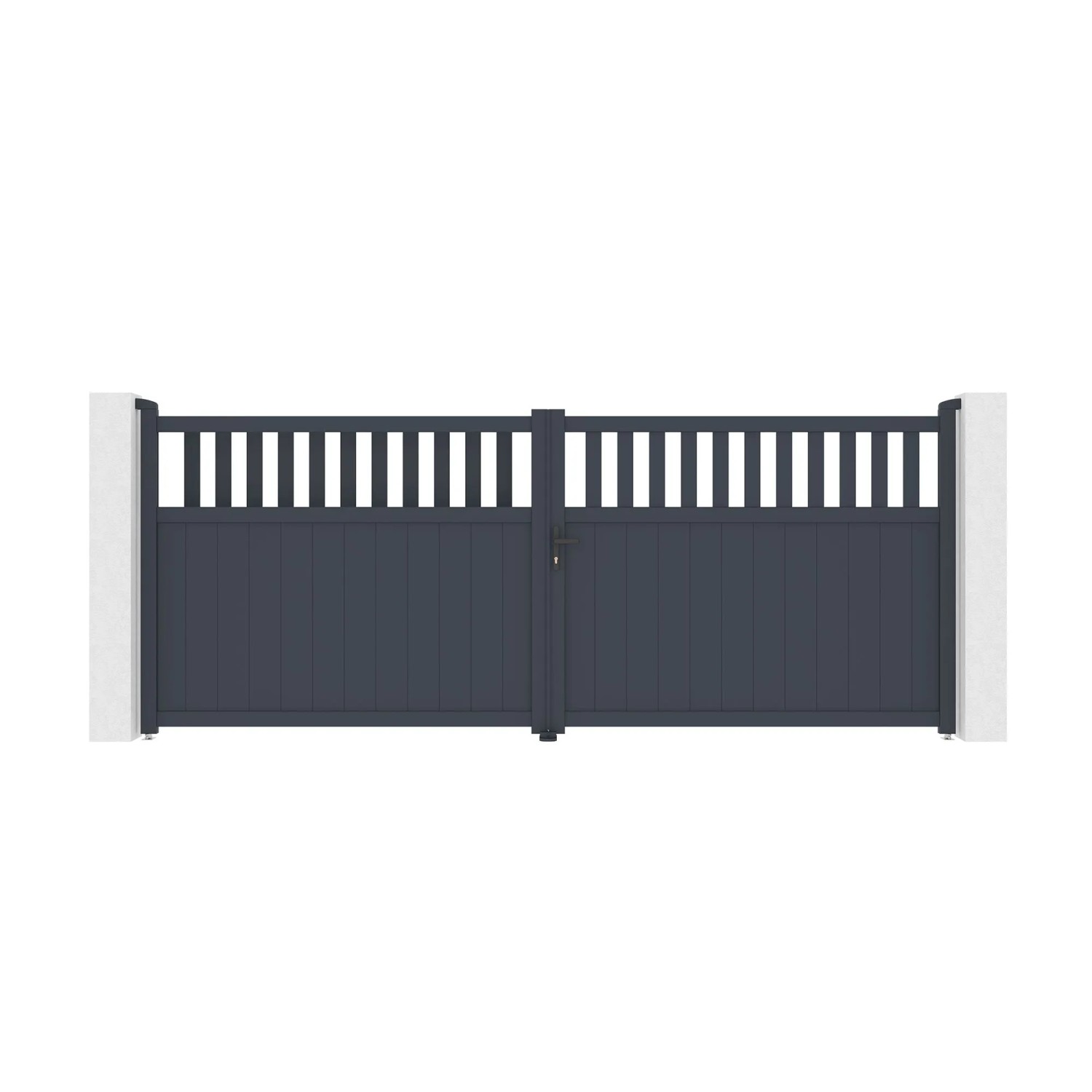 Casanoov Verstellbares Drehtor Breite Santis 400x160cm Grau Aluminium