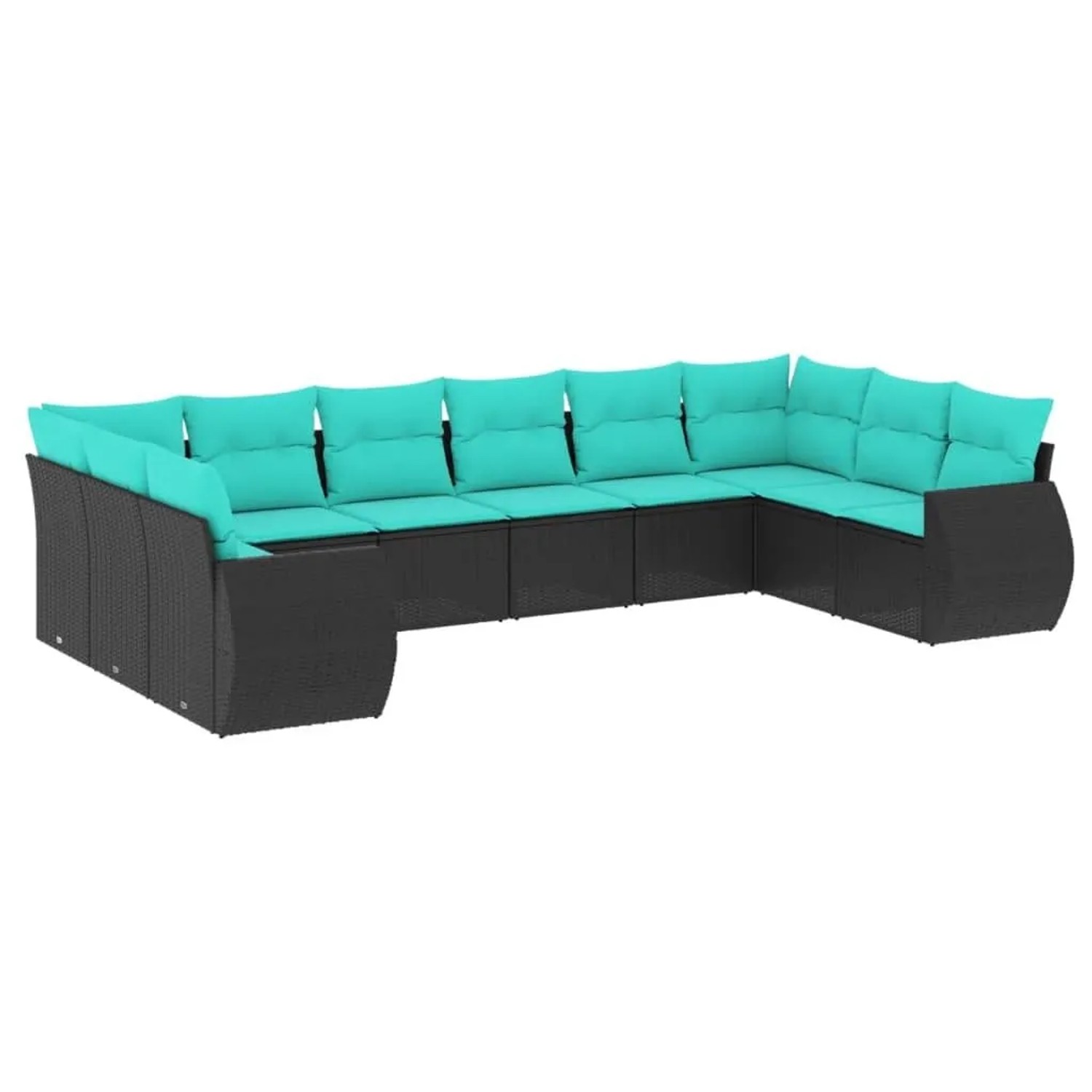 vidaXL 10-Tlg Gartensofa-Set mit Kissen Schwarzes Polyrattan 3221866