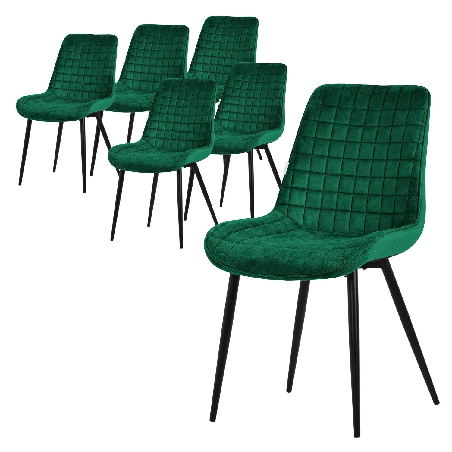 ML-Design Esszimmerstühle 6er Set Dunkelgrün Samtbezug Metallbeinen