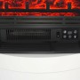 Detailaufnahme: Weißer EL Fuego Elektrokamin Wien II mit Bedienelementen und simuliertem Flammeneffekt.