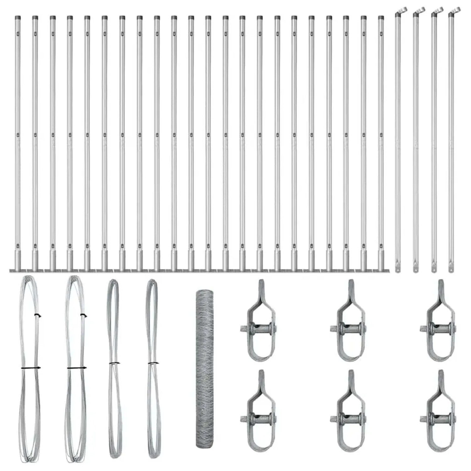 vidaXL Zaunpfosten Silber 50 x 1,2 m 36 mm Maschenweite Stahl 3353840 günstig online kaufen