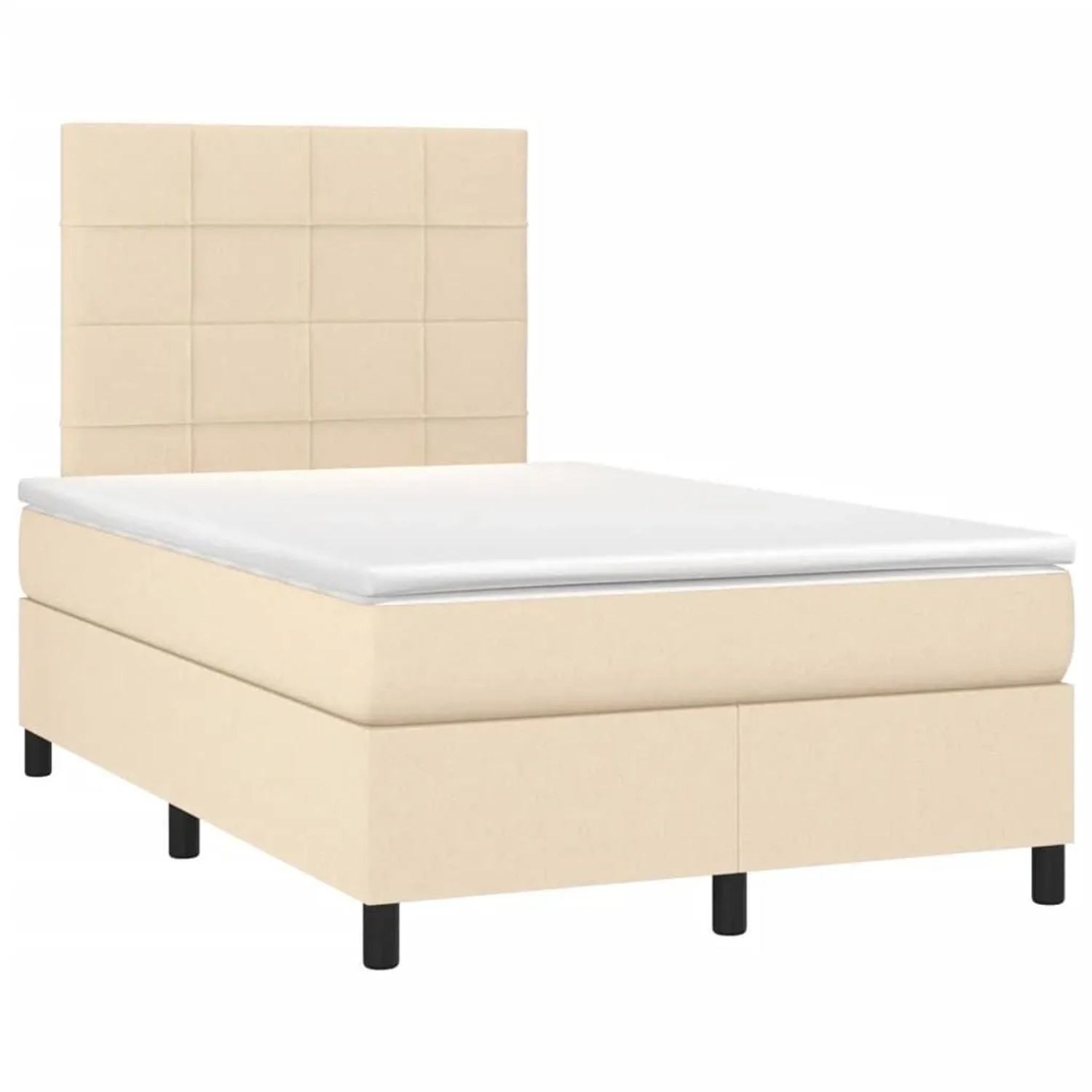 vidaXL Boxspringbett mit Matratze & LED Creme 120x190 cm Stoff 3270202
