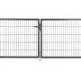 Anthrazitfarbenes Solid Doppeltor aus Stahl mit Doppelstabmatten-Füllung, 100x300 cm.