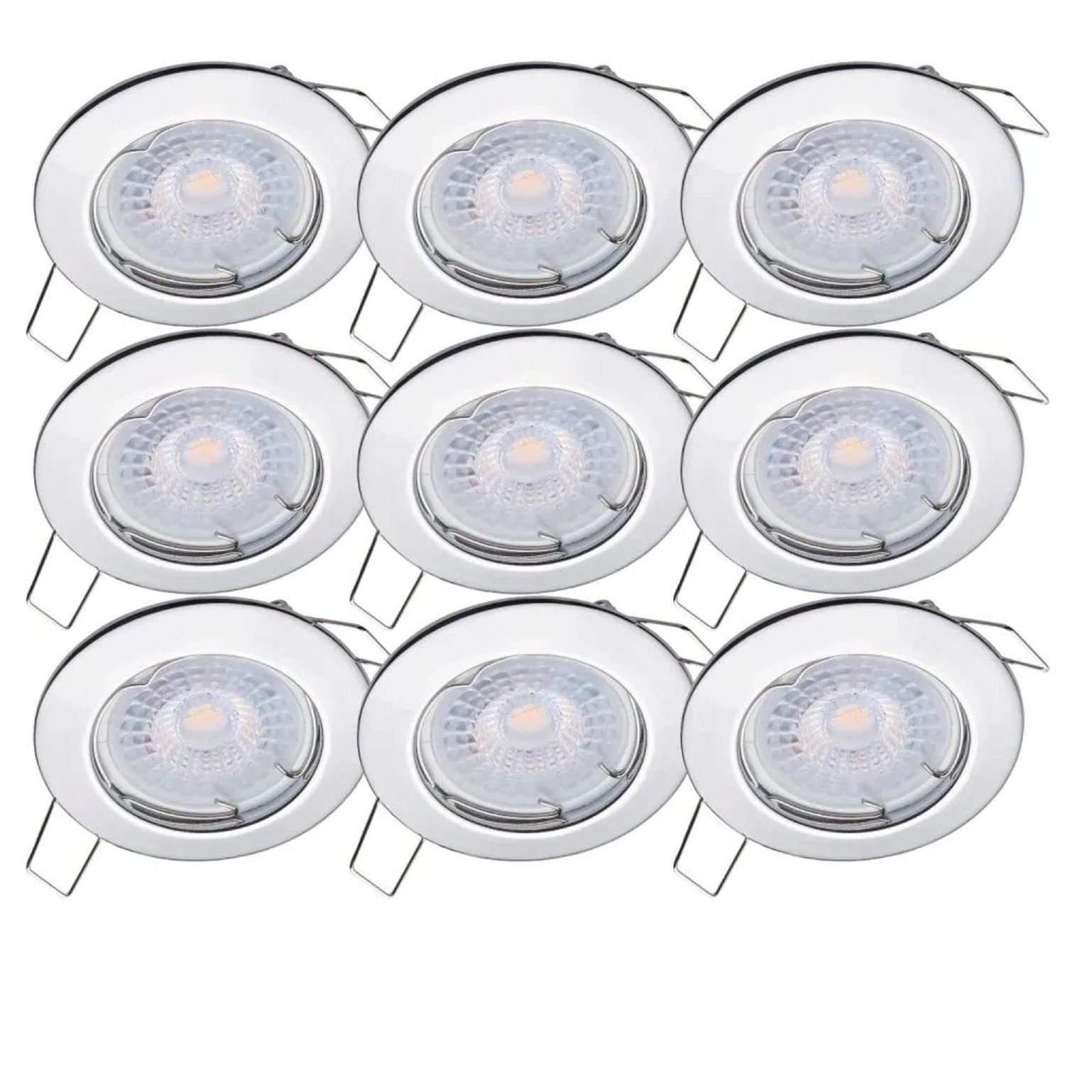 Oktaplex Sedan 9er Set LED-Einbaustrahler Rund Chrom-Optik 4,8W Neutralweiß 4000K 230V Flach Lochmaß 60 mm