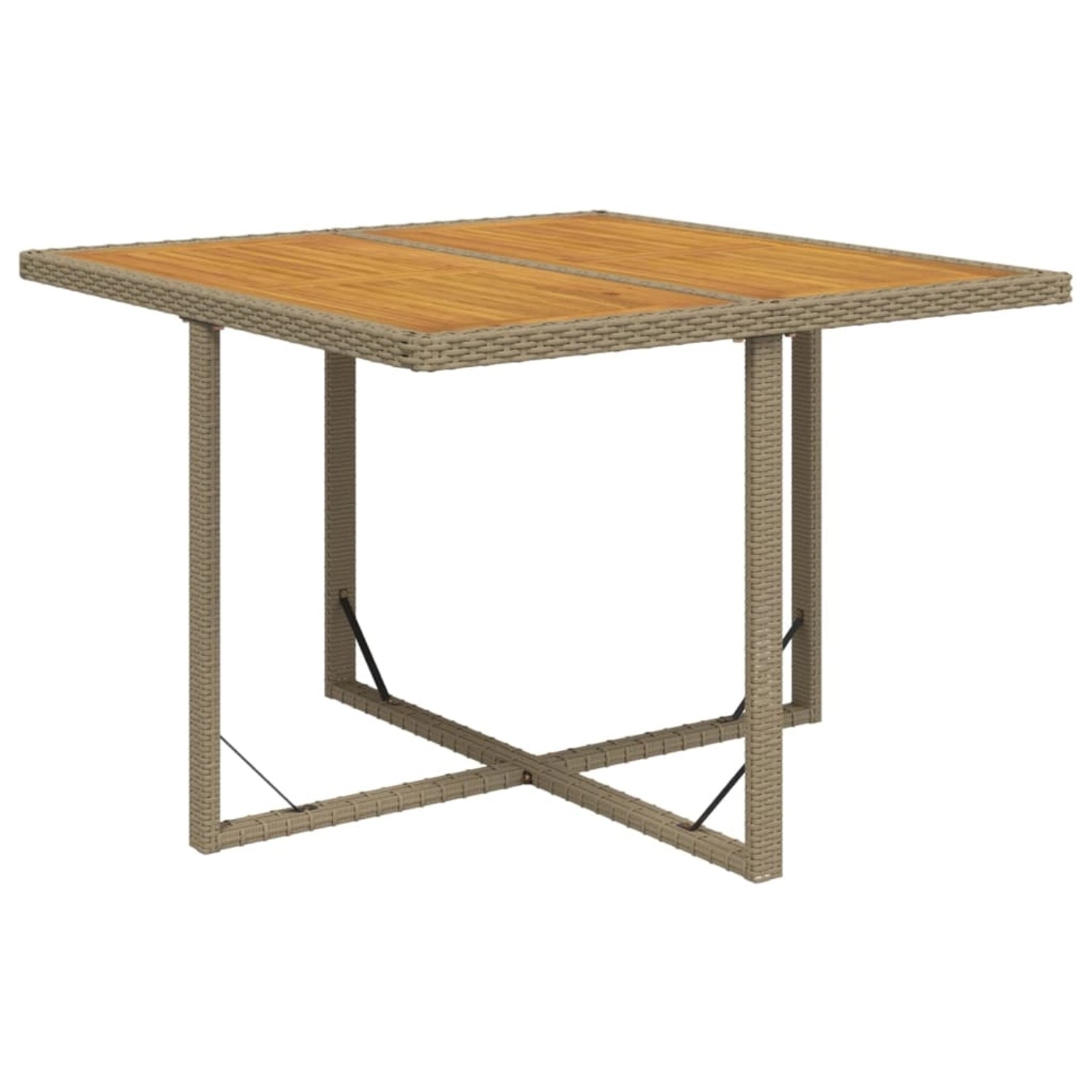 vidaXL Gartentisch Beige 109x107x74 cm Poly Rattan & Massivholz Akazie 3167 günstig online kaufen