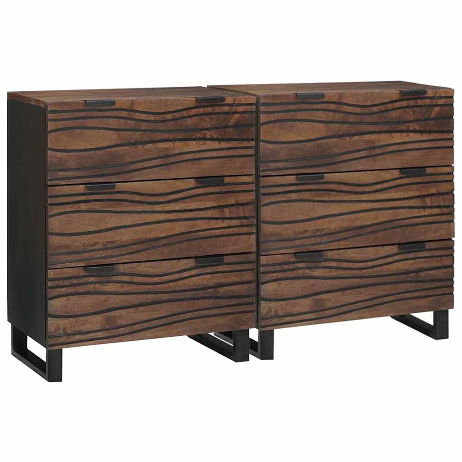 vidaXL Sideboards 2 Stk Braun 60 x 33,5 x 75 cm Massives Mangoholz 3310052 günstig online kaufen