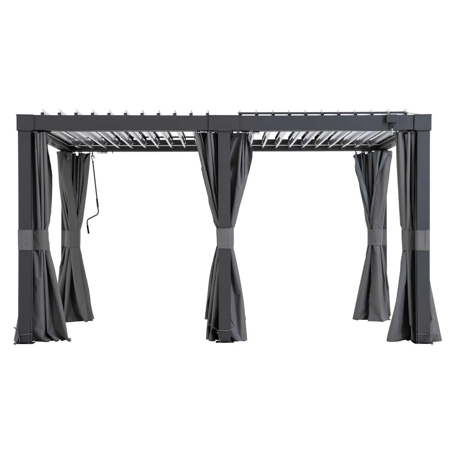 Sunjoy Vorhang-Set für Matterhorn Pergola, 306x406 cm, grau. Zubehör für Terrassenüberdachung.