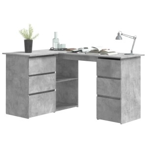 vidaXL Eckschreibtisch Betongrau 145x100x76 cm Holzwerkstoff 801093