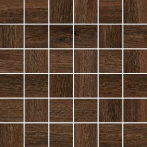 Mosaikfliese Oak Brown, 30x30 cm, Feinsteinzeug in Holzoptik für Wand und Boden.