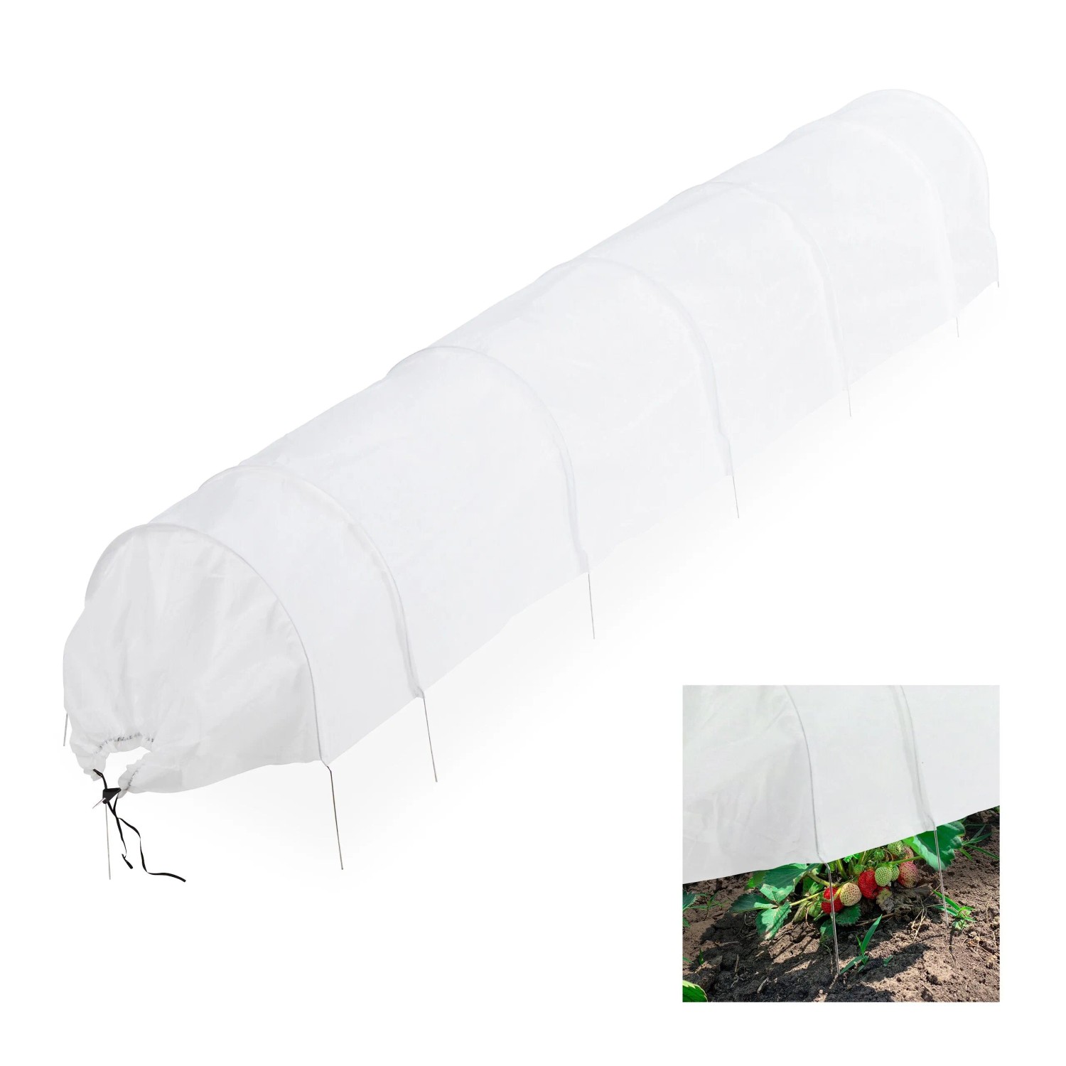 Relaxdays Pflanztunnel Vlies Eisen Weiß Lichtdurchlässig 340 cm 0,8 kg