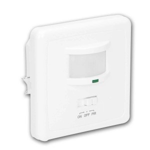 Weißer Orno Bewegungsmelder für Unterputzmontage, 160 Grad Erfassungswinkel.