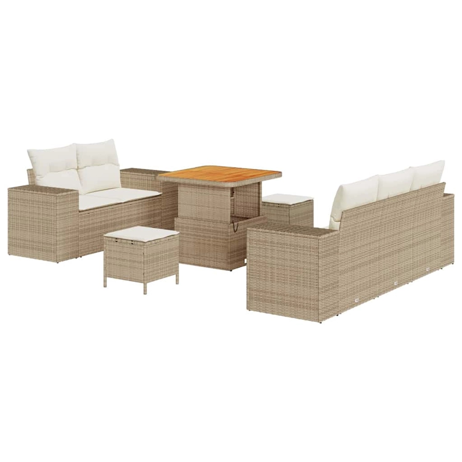 vidaXL Garten-Sofa-Set 8-Tlg Beige Poly Rattan 3361946 günstig online kaufen