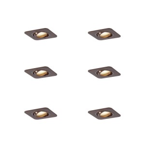 Set aus 6 runden, dunkelbronzenen QAZQA Einbaustrahlern GU10, 50mm, IP44.
