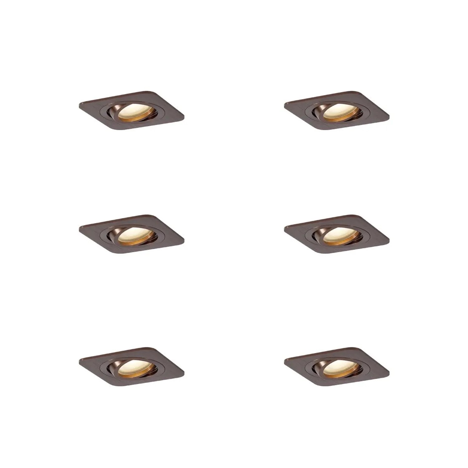 QAZQA Set mit 6 Runden Einbaustrahlern Dunkelbronze GU10 50mm IP44 AlberTo