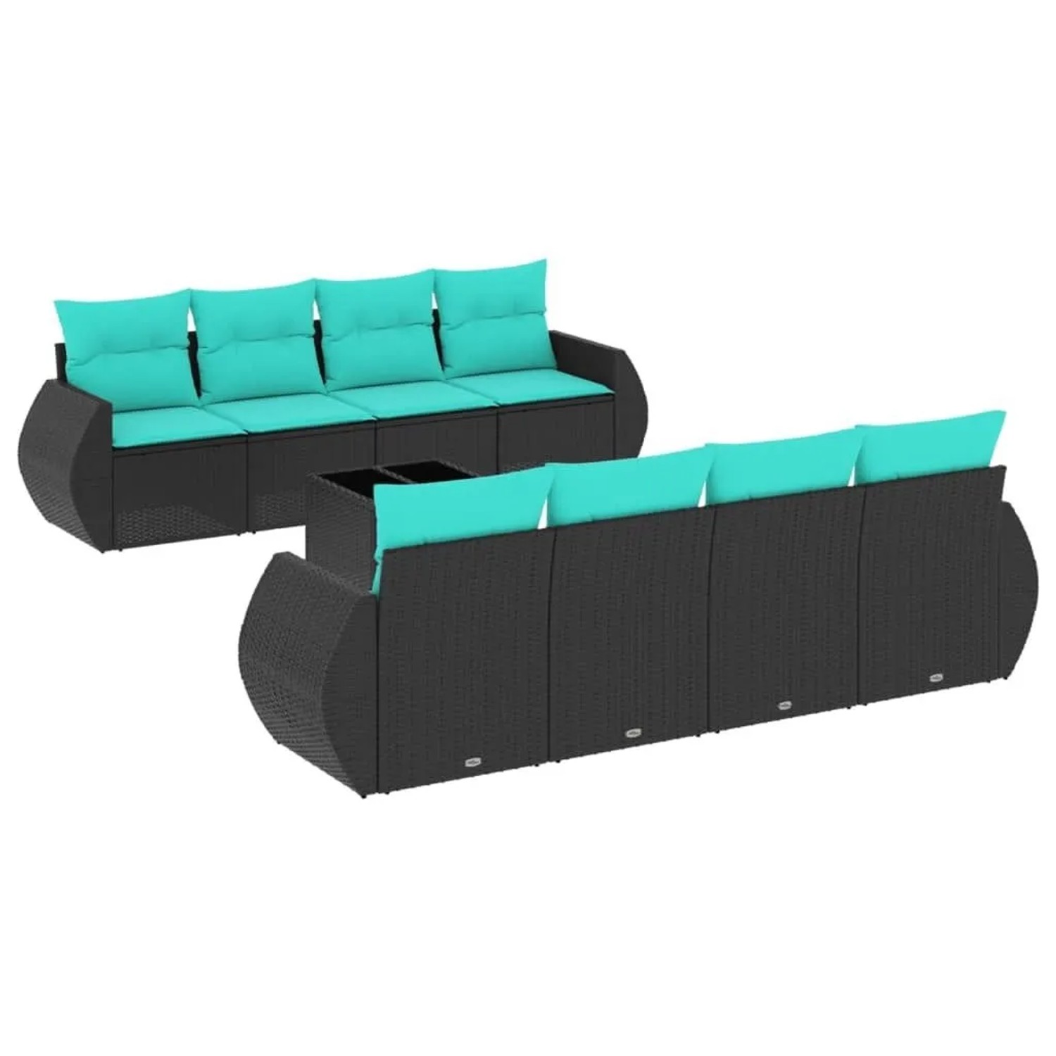 vidaXL 9-Tlg Gartensofa-Set mit Kissen Schwarz Polyrattan 3221146 günstig online kaufen