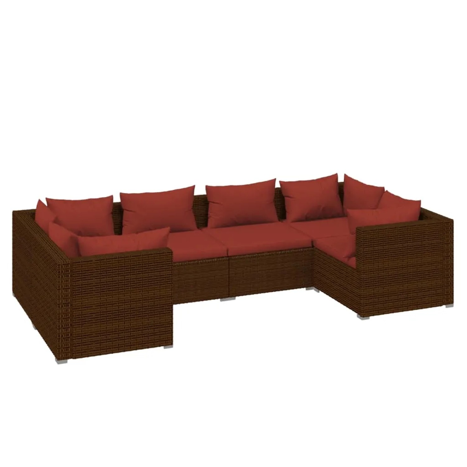vidaXL 6-Tlg Garten-Lounge-Set mit Auflagen Poly Rattan Braun 3101939