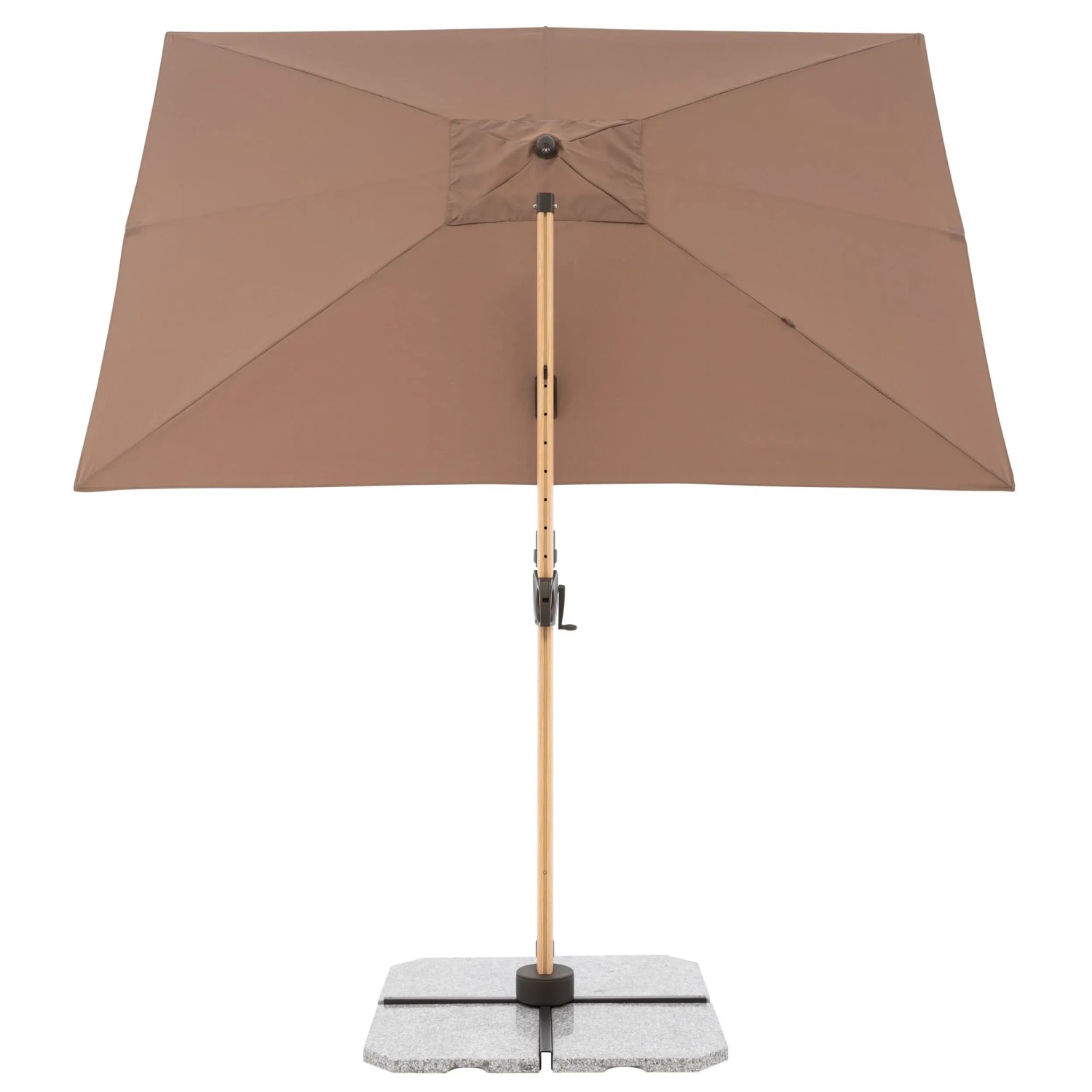 Doppler Ampelschirm Alu Wood, 300x220 cm, Greige, mit Dreh- und Neigungsfunktion.