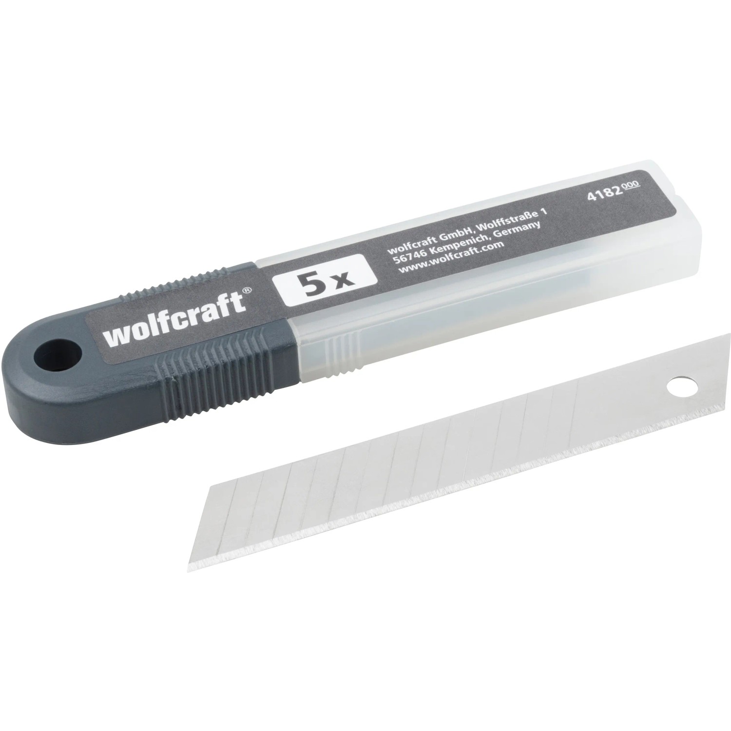 wolfcraft 5 Profi-Abbrechklingen 18 mm mit Aufbewahrungsbox.