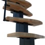 Minka Raumspartreppe Quatro Buche/Schwarz, Detailansicht der Holzstufen und schwarzen Metallelemente.