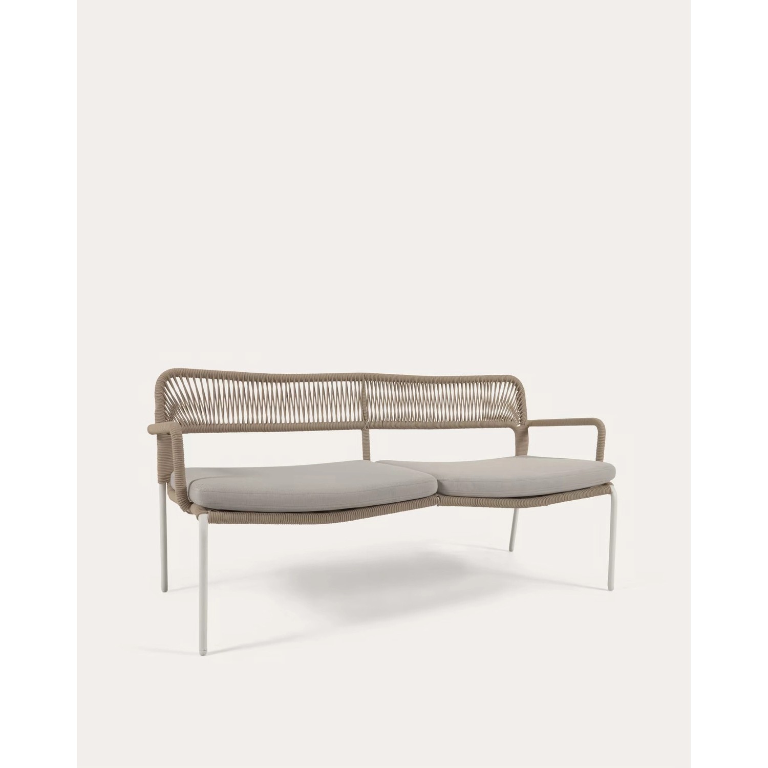 Natur24 2-Sitzer Sofa Cailin 150 x 74 x 66 cm Stahl, Seil beige, weiß Outdoor