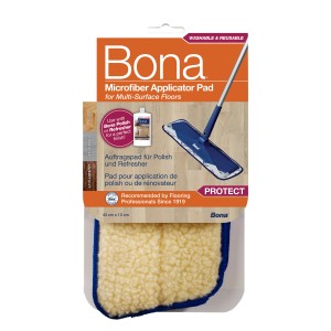 Bona Mikrofaser Auftrags-Pad für Polish/Refresher, gelb/blau, für die Bodenpflege mit Bona Mopp.