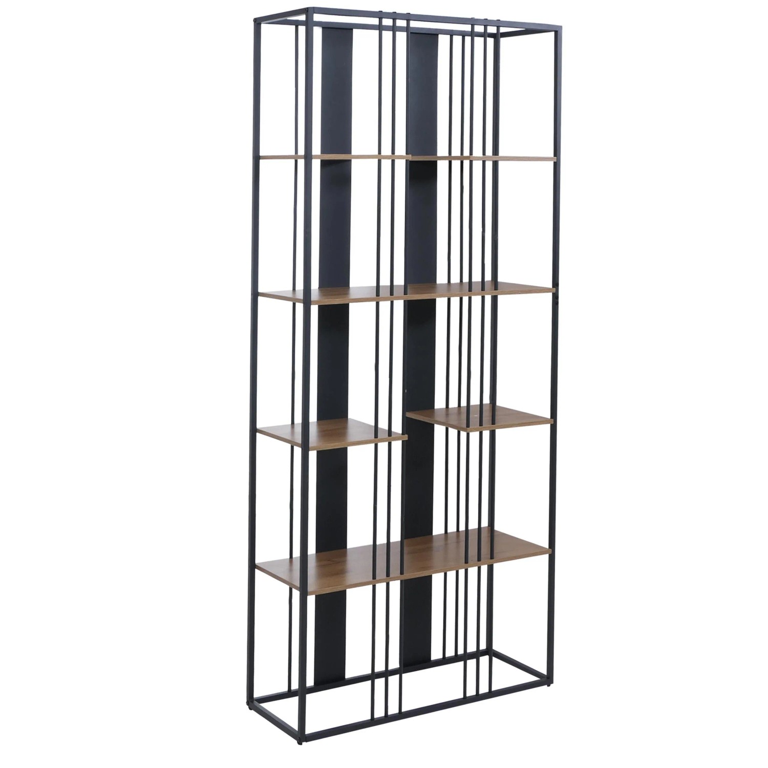 MCW Regal P12 Industrial Metall Melamin 180x80x31cm Schwarz Braun