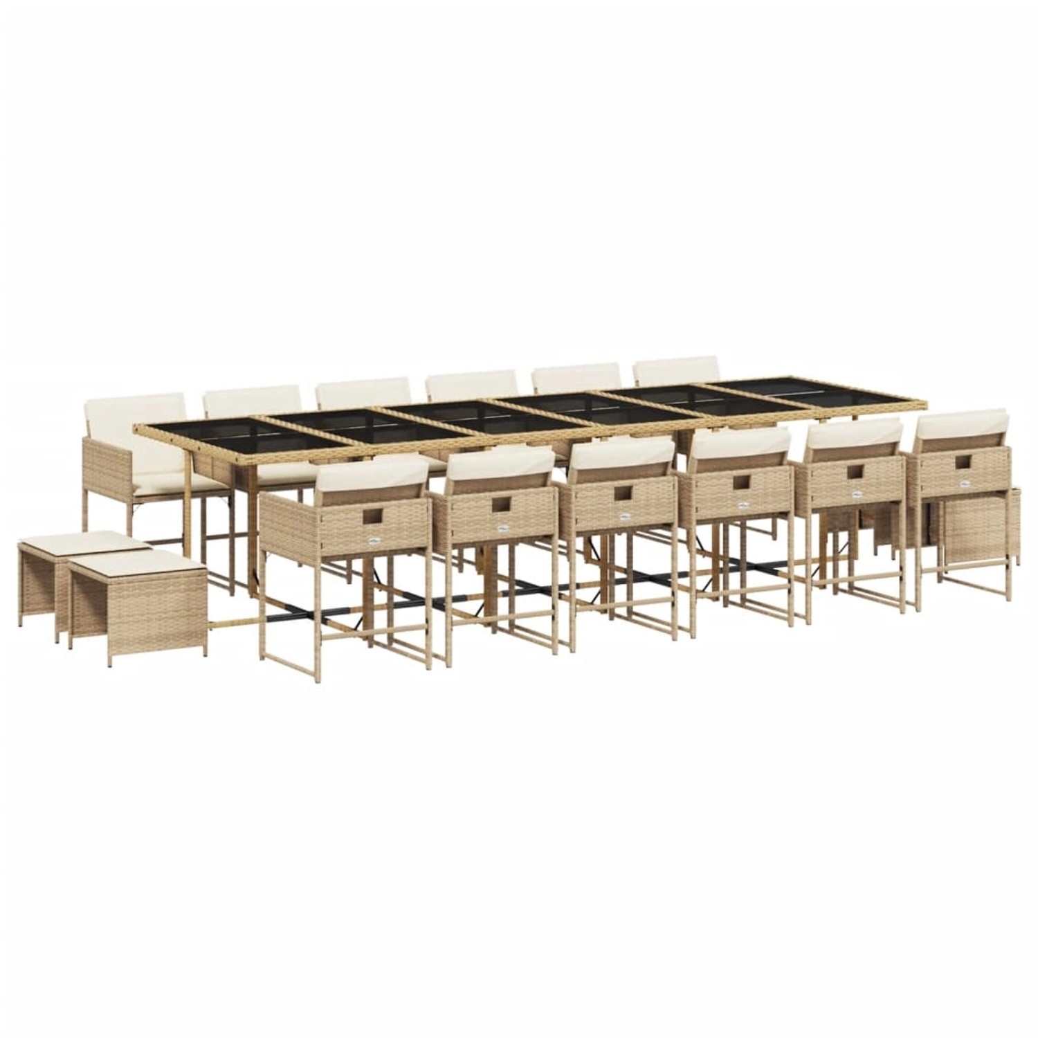 vidaXL 17-Tlg Garten-Essgruppe mit Kissen Beige Poly Rattan 3211366 günstig online kaufen